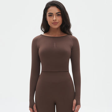 Seamless Knitted Long Sleeve T-Shirt Moisture Wicking Fitness Sportswear
