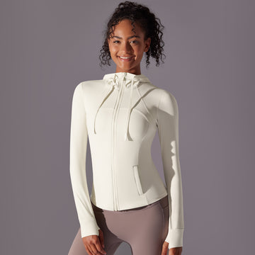 Outdoor Sunscreen Clothing Skinny Sports Top Breathable Hooded Zip Jacket