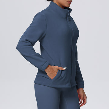 High-neck Warm Fleece Zip-up Sports Jacket