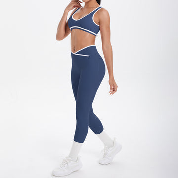 Naked Contrasting Sports Bra Tight Yoga Pants Yoga Set