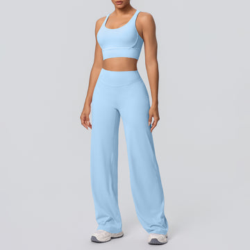 Sexy Cross Bra Loose Straight Pants Yoga Set