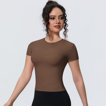 Naked Fitness Sports Short Sleeve Breathable Yoga T-Shirt Running Training Top