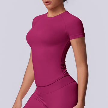 Seamless Knitted Breathable Short Sleeve Crew Neck Sports T-Shirt