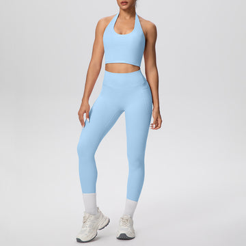 Naked Feeling Gathering Sports Bra Body Sculpting Sports Pocket Fitness Pants Yoga Set