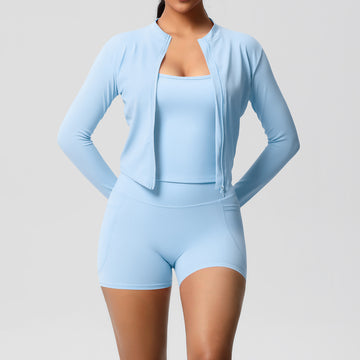 Quick-drying Sports Pocket Shorts Set Fitness Suit Yoga Three-piece Set