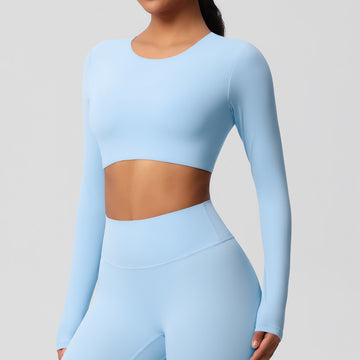 Long Sleeve Fitness Wear Yoga Wear Top with Chest Pad