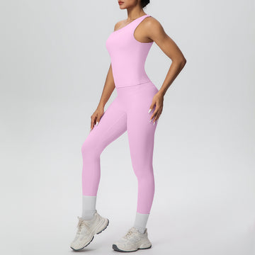 Skin-friendly Slanted Shoulder Strap Beautiful Back Sports Vest Running Slim Yoga Set