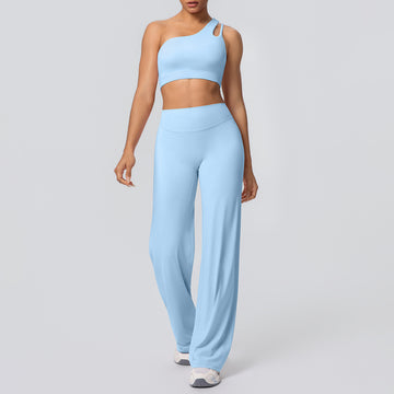 Naked Sports Vest Running Fitness Straight Pants Yoga Set
