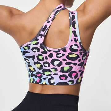 Seamless Slash Shoulder Print Leopard Print Sports Vest S267
