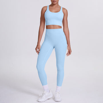 Naked Sports Pocket Yoga Pants Sexy Back Fitness Set