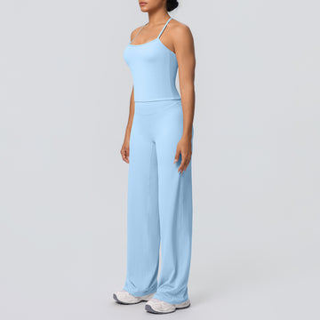 Naked Sports Sling Vest Belly High Waist Straight Pants Yoga Set