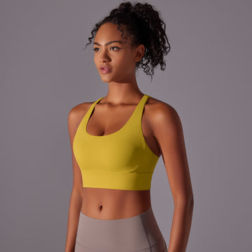 Skin-friendly Nude Feeling Gathering Sports Underwear Sexy Seamless Integrated Cup Yoga Bra