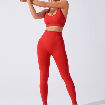 Seamless Cross Back Sports Bra Trousers Set S145/S128