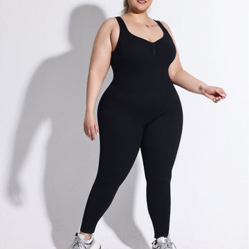 Large Size Backless Thick Threaded Jumpsuit Seamless S121