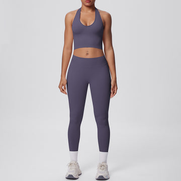 Seamless Knitted High Waist Hip Lift Sports Yoga Pants Set
