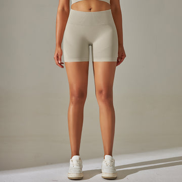 Seamless Knitted Sports High Waist Belly Breathable Elastic Quick-Drying Fitness Shorts