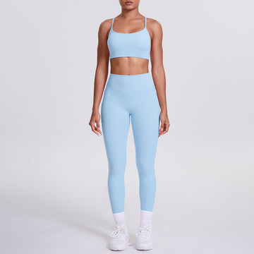 Naked Sports Pocket Trousers Sexy Suspenders Sports Back Yoga Set