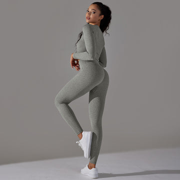 Seamless Quick-drying Long-sleeved Sports Breathable Hip Lift Running Yoga Set