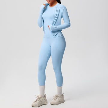 Skin-friendly and Breathable Sports Zipper Jacket Thin Fitness Wear Yoga Three-piece Set