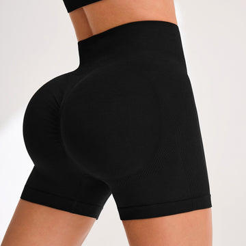 Seamless Black Hip Lift Yoga Fitness Shorts S169