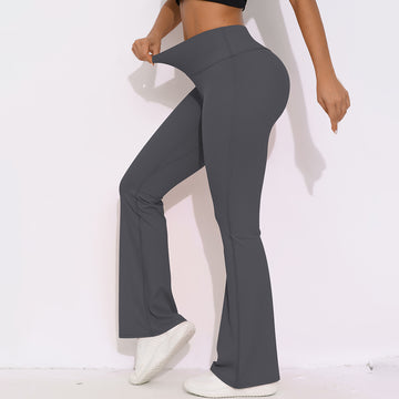 High Waist Elastic Hip Lift Casual Pocket Wide Leg Pants