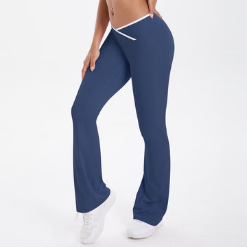Naked Contrast Cross High Waist Wide Leg Flared Pants