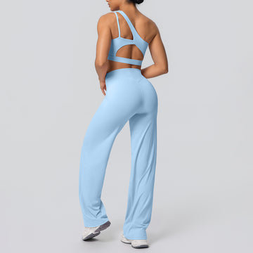 Naked Sports Vest Running Fitness Straight Pants Yoga Set