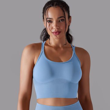 Seamless Shockproof Gathering High Strength Vest Yoga Fitness Bra
