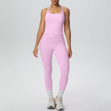 Skin-friendly I-shaped Back Sports Vest Yoga Leggings Fitness Set