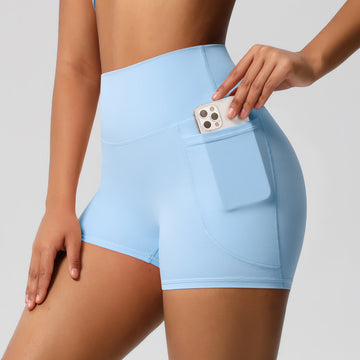 High Waist Belly Pocket Yoga Shorts