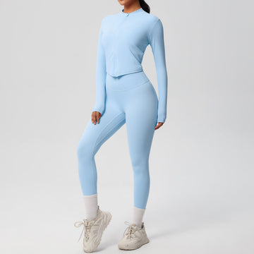 Naked Sports Zipper Long Sleeve Tight Yoga Set
