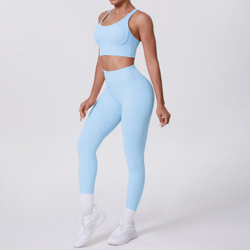 Naked Sexy Cross Shoulder Strap Beautiful Back Running Fitness Pants Yoga Set