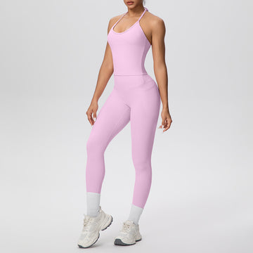 Naked Fitness Vest Pocket Yoga Leggings Two-piece Set
