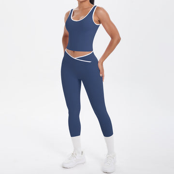 Naked Contrast Sports Vest High Waist Shaping Leggings Yoga Set