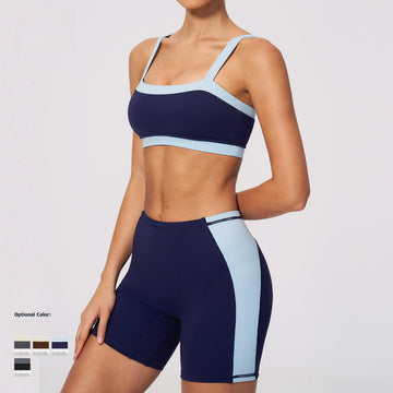 New Contrast Color Fitness Outdoor Sports Skinny Sports Two-piece Set 2567