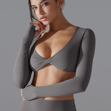 Trendy Sports Gathering Long Sleeve Elastic Fitness Shaping Running Training Top