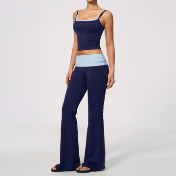 New Nude Sports Vest High Waist Hip Lift Bell Pants Yoga Set 2570