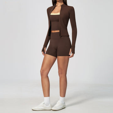New High Elastic and Breathable Fashion Sports Quick-drying Fitness Clothes Three-piece Set 6116