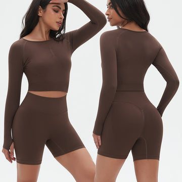 Seamless Skinny Long Sleeve Fitness Suit Breathable Yoga Set