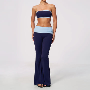 Naked Contrast Color Yoga Wipe High Waist Belly Quick Drying Micro-pull Fitness Clothing Set 2570
