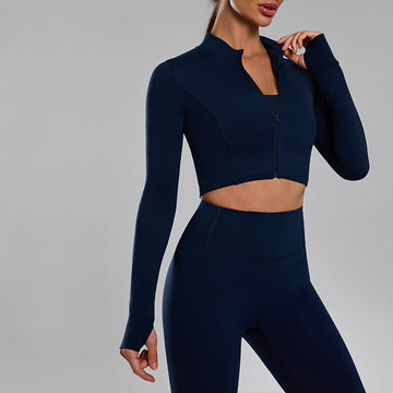 New  Cardigan Zipper Long-sleeved Yoga Suit Two-piece Set  6639