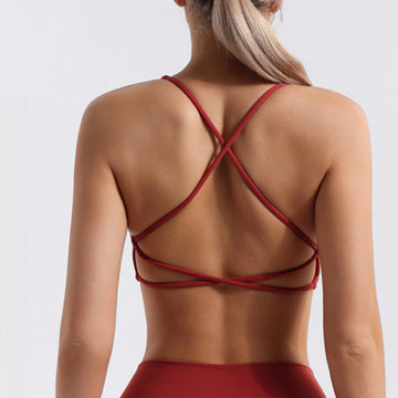 Cross Slender Shoulder Backless Sports Underwear Women V002