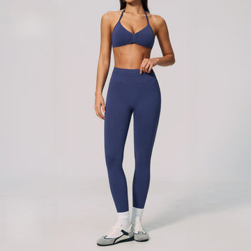 Seamless High Waist Hip Leggings Pilates Training Yoga Set 4535