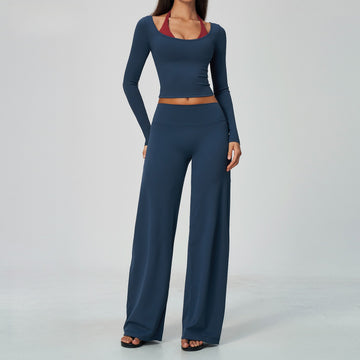New Contrasting Color Fake Two-piece Breathable Quick-drying Sports Set 2585