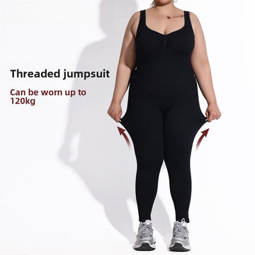 Large Size Backless Thick Threaded Jumpsuit Seamless S121