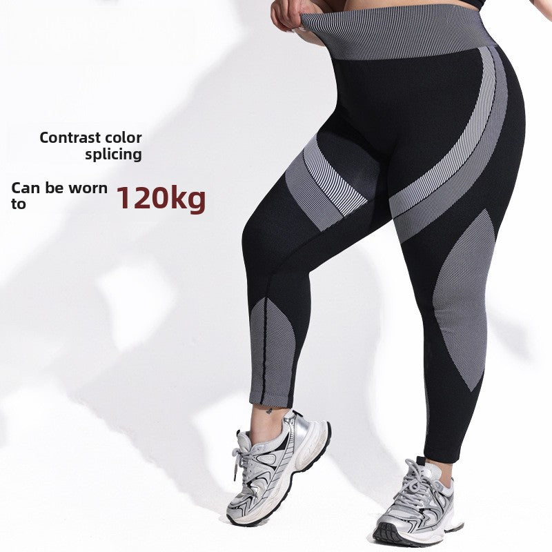 Plus Size Breathable High Waist Contrast Seamless Yoga Leggings S029